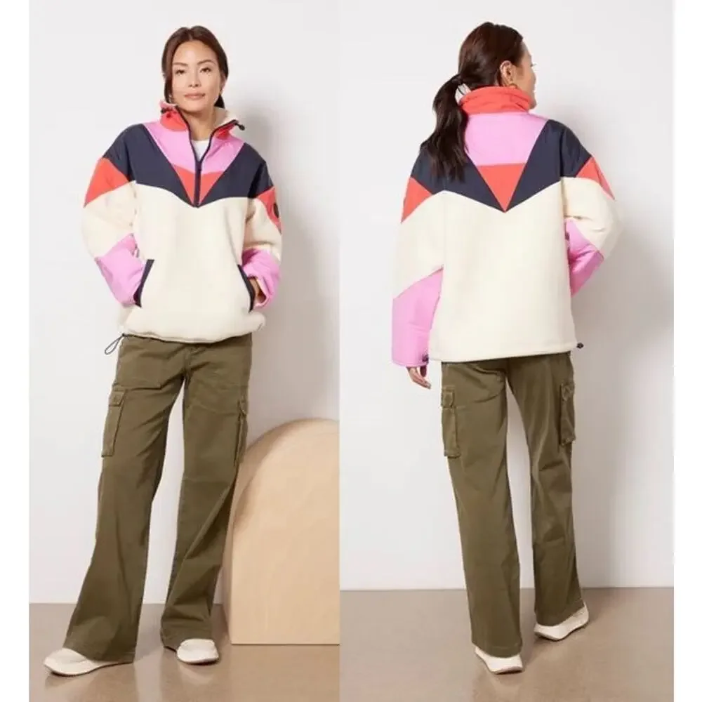 NWT Sweaty Betty Retrograde Color Block Half Zip Jacket Studiowhite Size Large